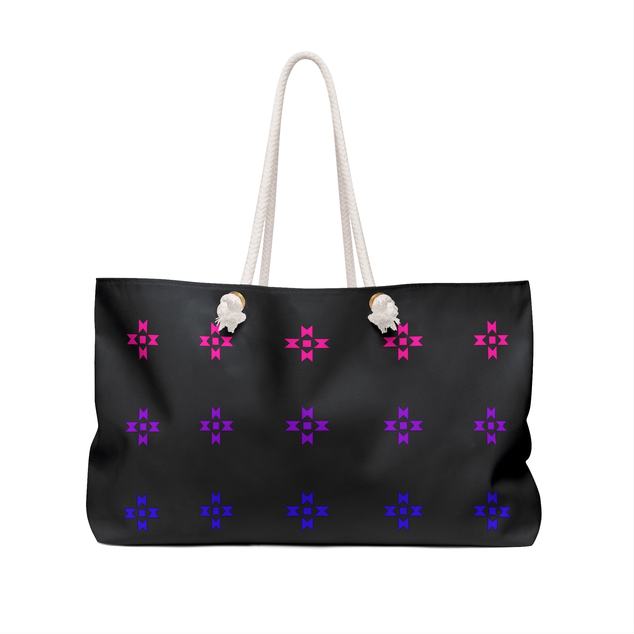 Rainbow Native American Stars Black Weekender Tote Bag