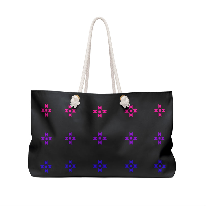 Rainbow Native American Stars Black Weekender Tote Bag