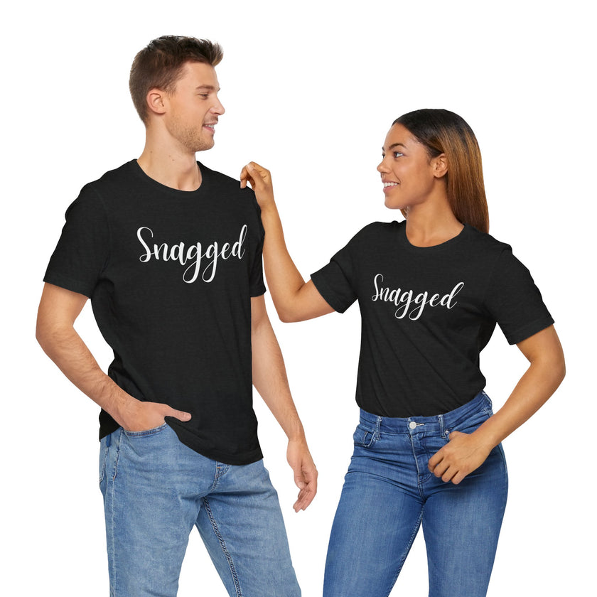 Snagged, Rez Humor, Black or Pink Unisex Jersey Short Sleeve Tee