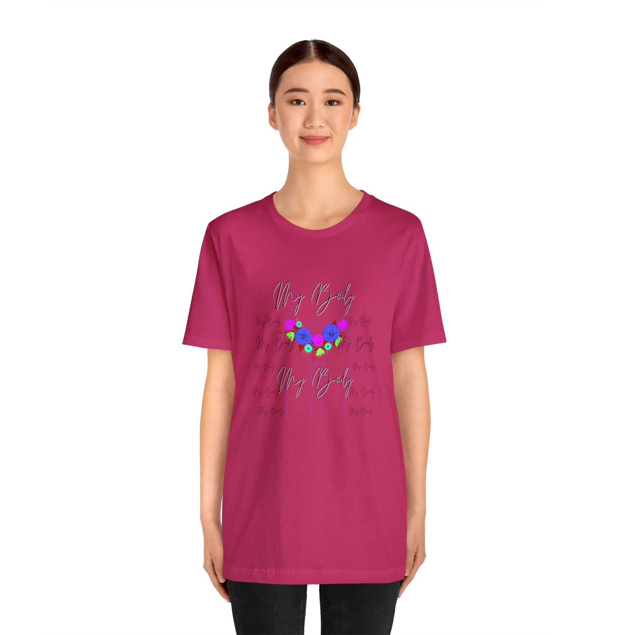 My Body My Body Women Rights Awareness Black Pink Berry Unisex Jersey Short Sleeve Tee