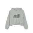 Yoga, Gratitude, Good Food and Good Vibes Cropped Women's Cinched Bottom Hoodie, Green, Gray, Black, Tan