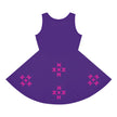 White Bison on Pink and Teal Native Pattern Girls' Sleeveless Sundress