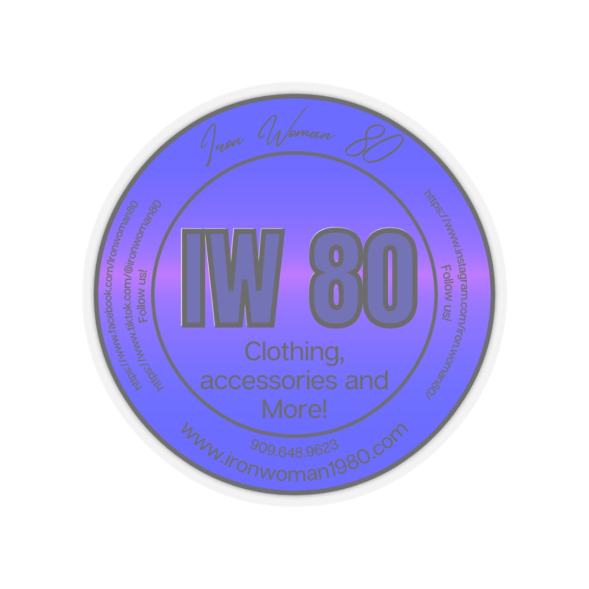 Iron Woman 80 Logo Blue Kiss-Cut Stickers