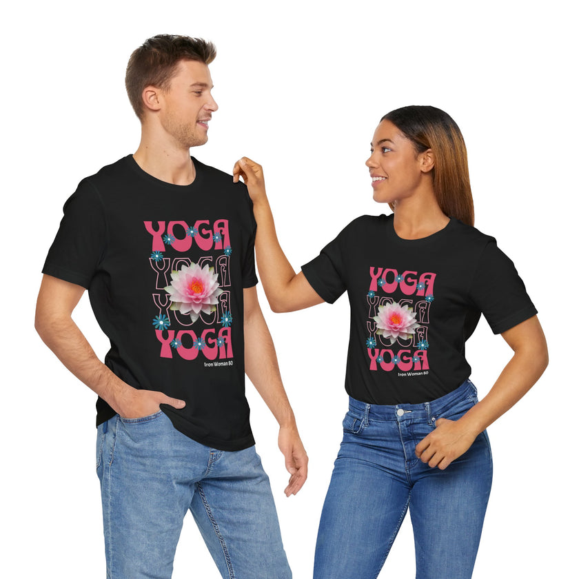 Lotus Flower Graphic, Yoga Unisex Jersey Short Sleeve Tshirt, Black or White