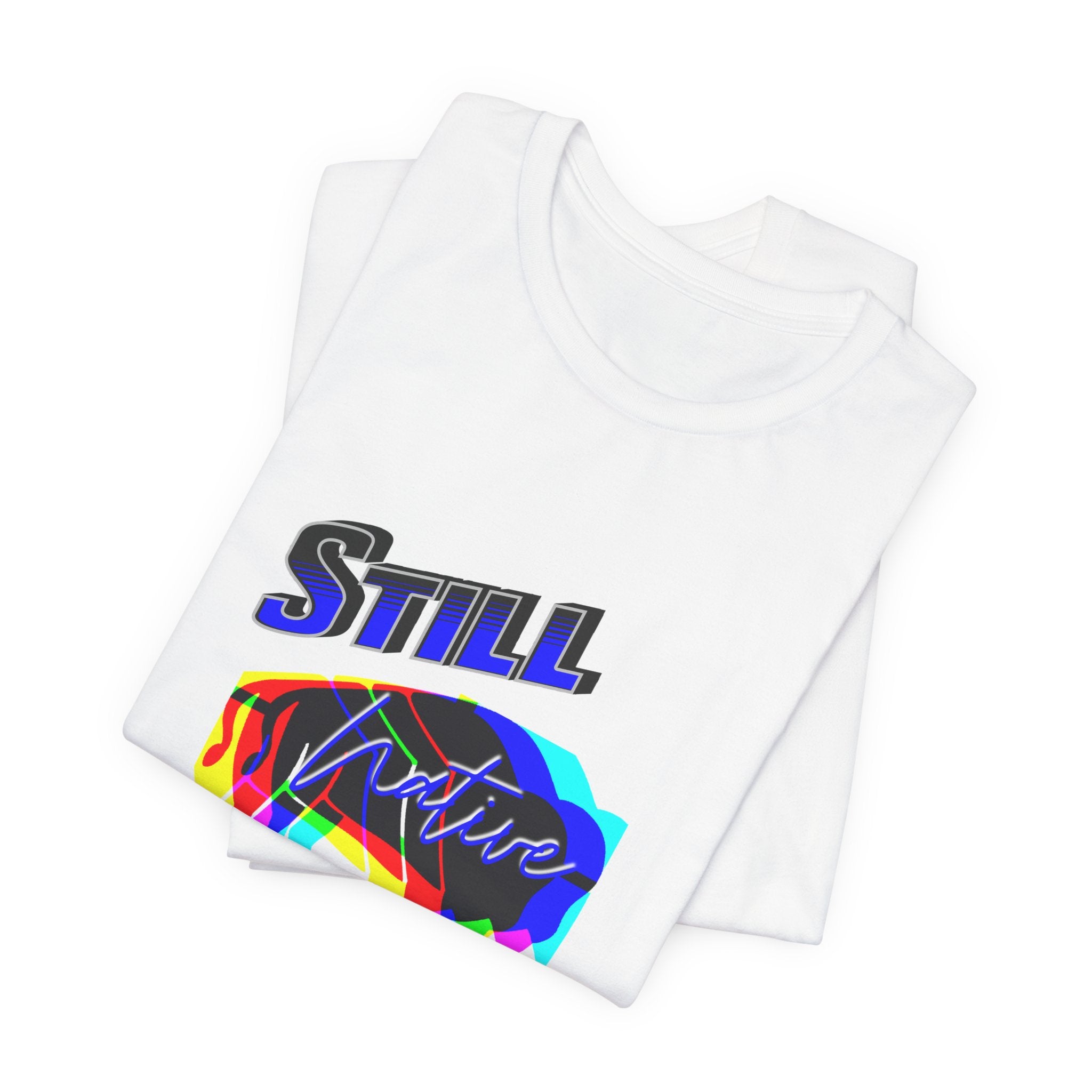 Native Innii aka Bison Graphic, Still Here, Native Pride, White, Orange, Black, Green, Blue, or Red Unisex Jersey Short Sleeve Tee