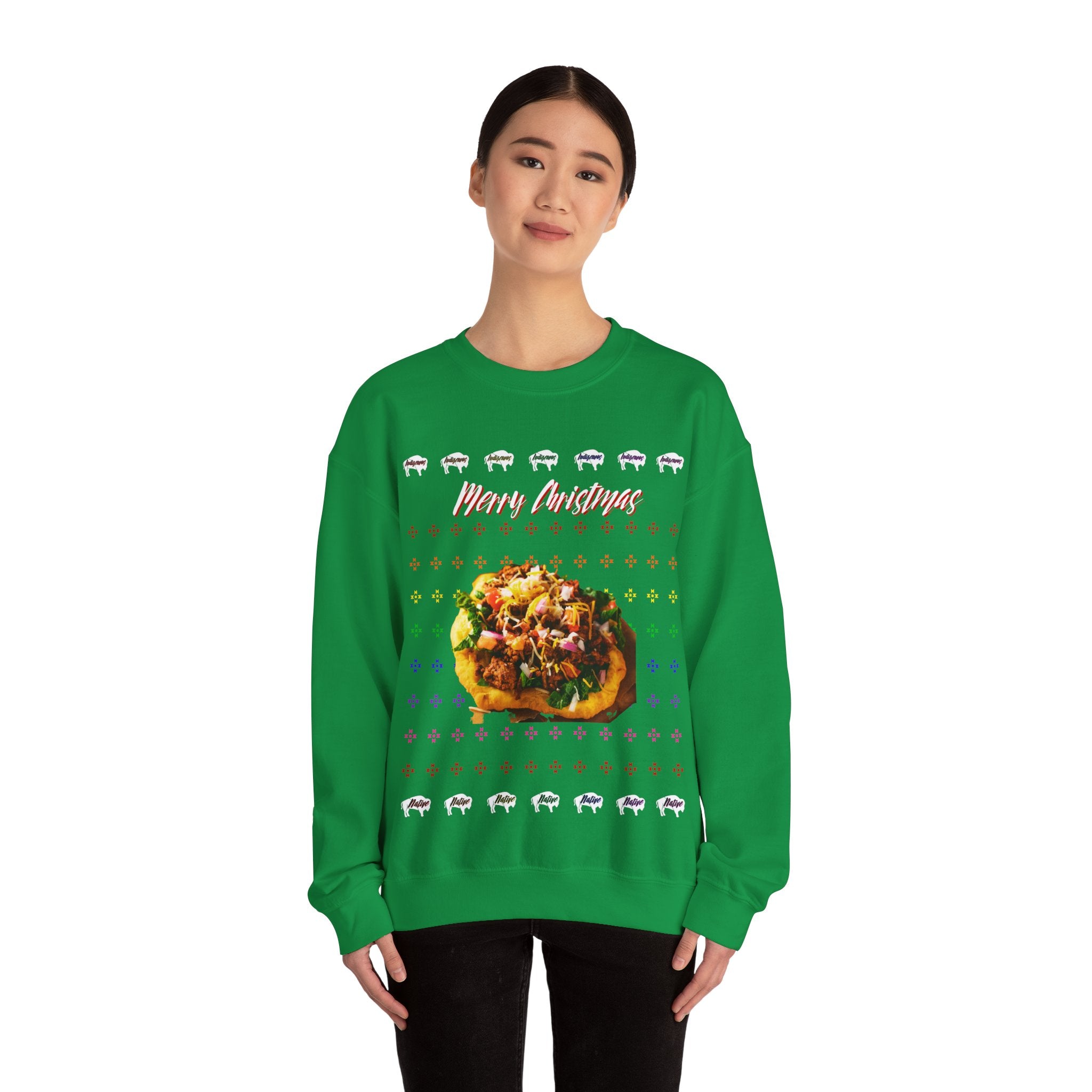 Ugly Christmas Indian Taco Unisex Heavy Blend™ Crewneck Sweater