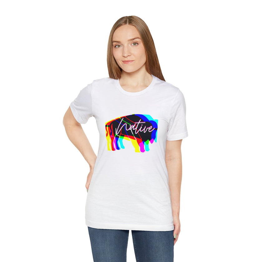 Multi Color Bison Pink Gradient Unisex Jersey Short Sleeve Tee