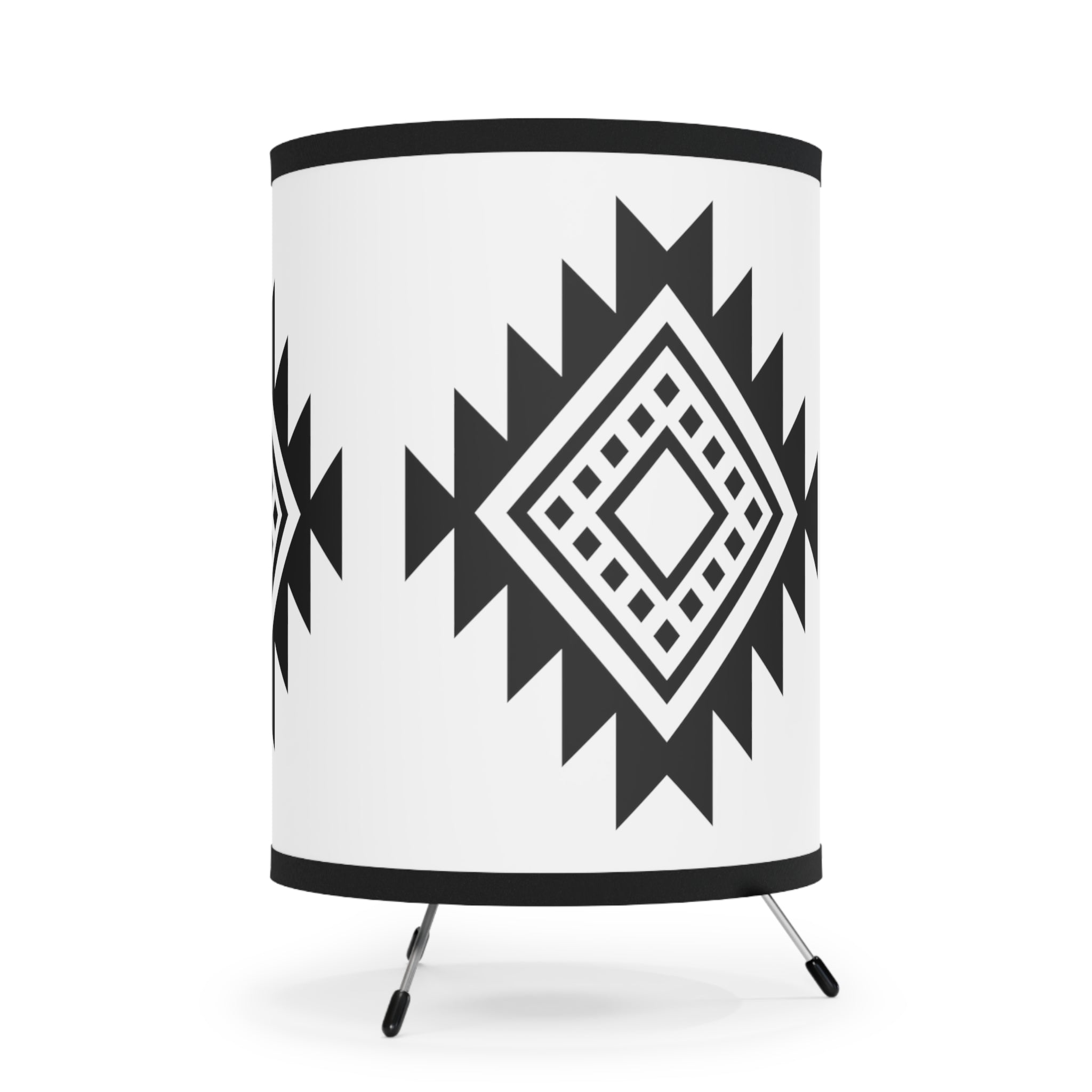 Black Native Pattern Native Collection Tripod Lamp with High-Res Printed Shade, US\CA plug