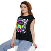 Native Innii aka Bison Graphic, Still Here, Native Pride, White, Mauve, Black, Teal or Grey, Women’s Flowy Rolled Cuffs Muscle Tee