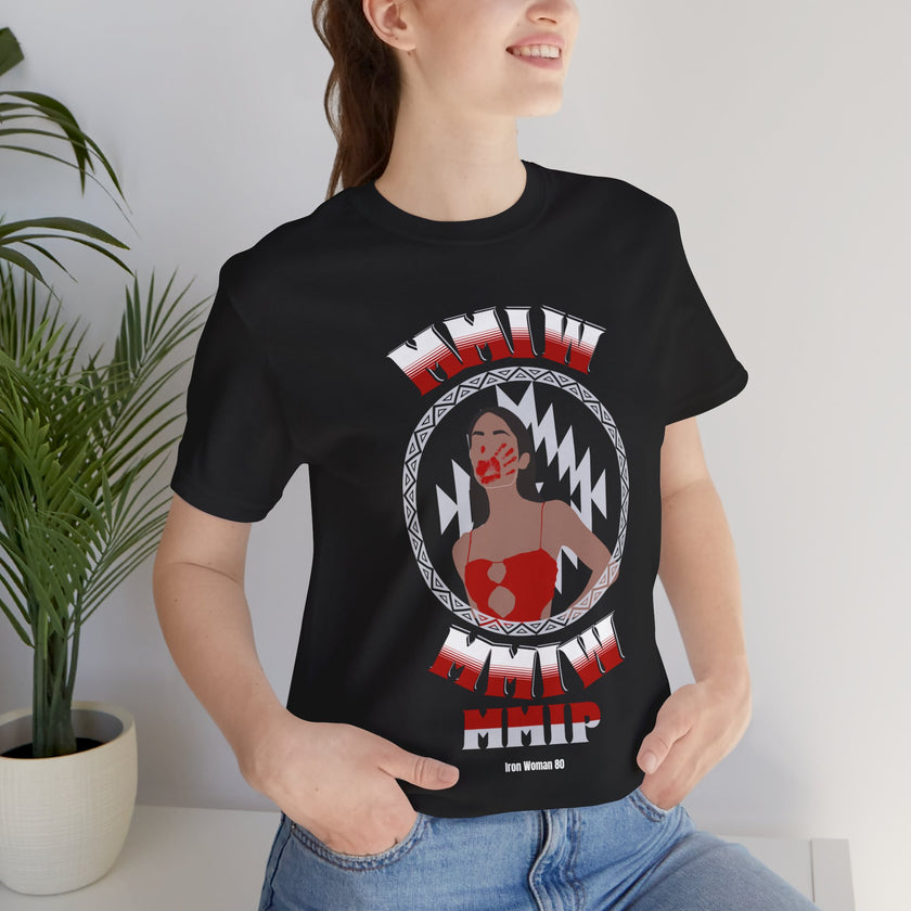 MMIP, MMIW, MMIM, Native American Awareness, Red or Black Unisex Jersey Short Sleeve Tee