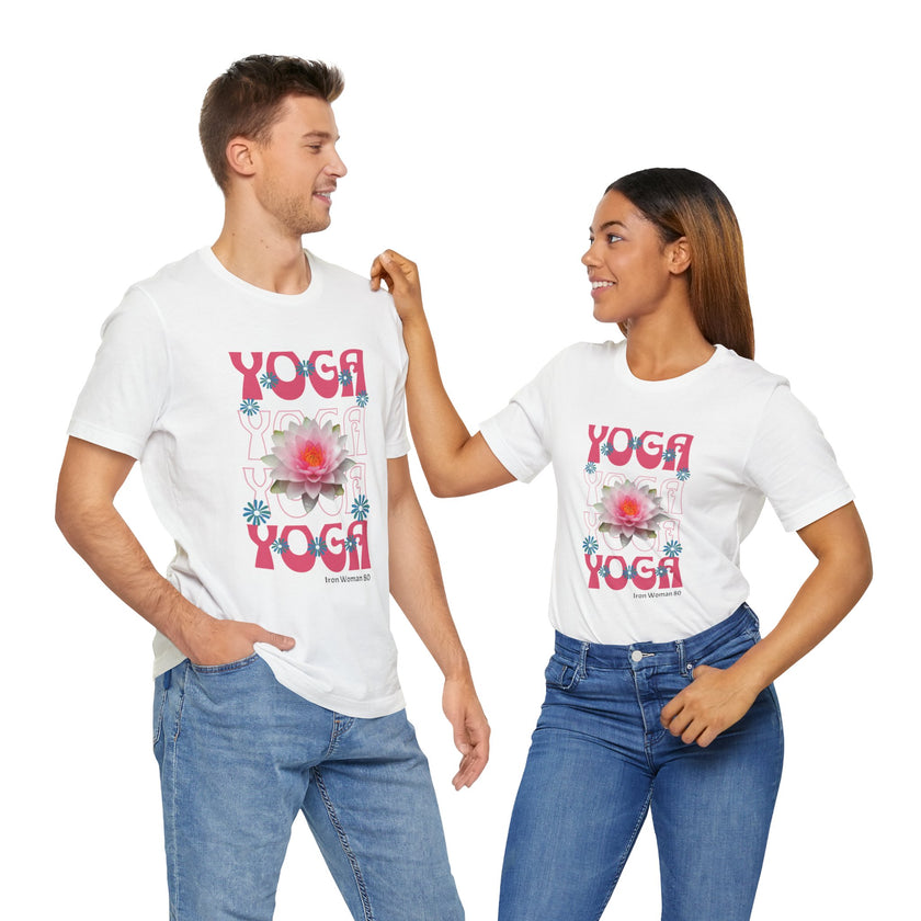 Lotus Flower Graphic, Yoga Unisex Jersey Short Sleeve Tshirt, Black or White