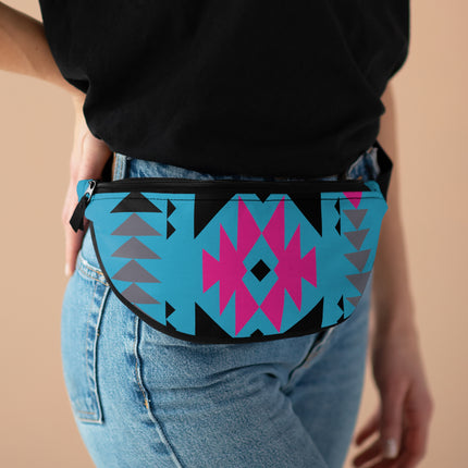 Pink Gray and Black Native Pattern Fanny Pack