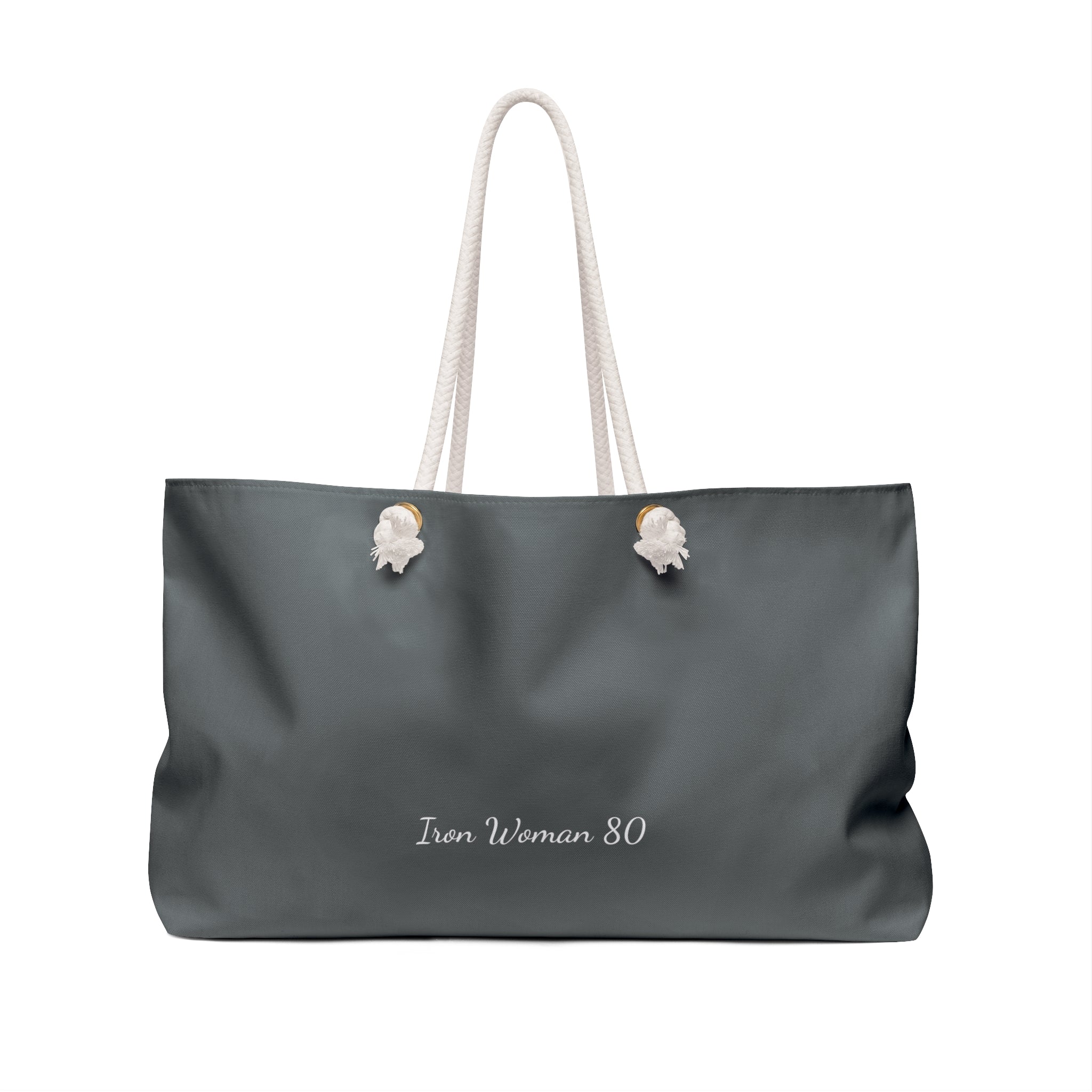 Gray Native Bison Pink with Blue text Weekender Bag