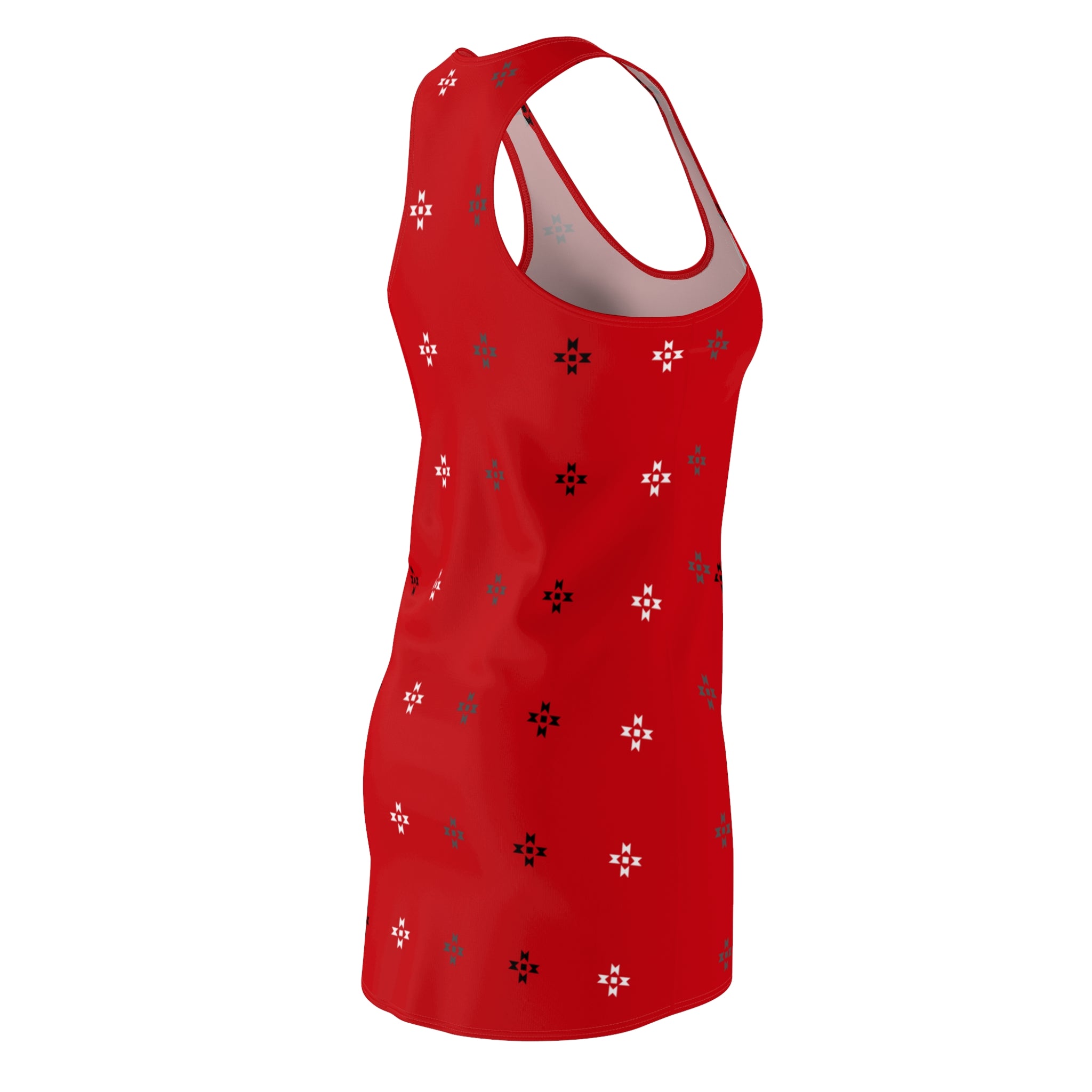 Red Native Stars Pattern Women's Cut & Sew Racerback Dress