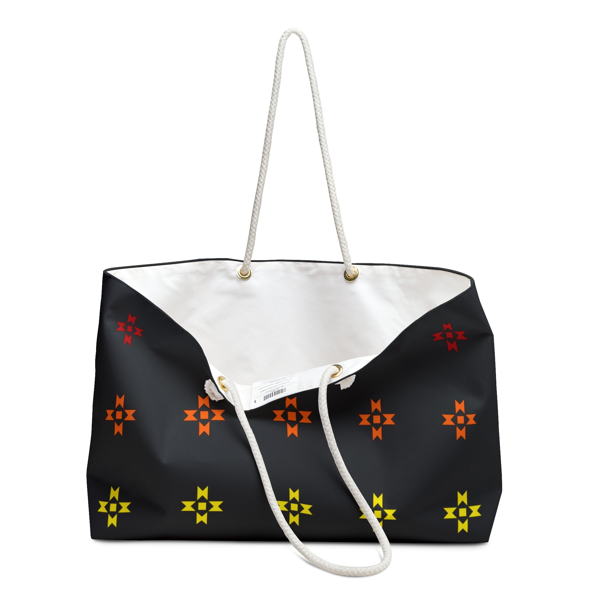 Rainbow Native American Stars Black Weekender Tote Bag