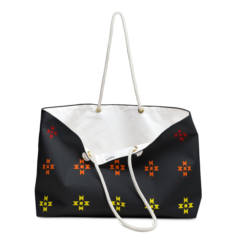 Rainbow Native American Stars Black Weekender Tote Bag