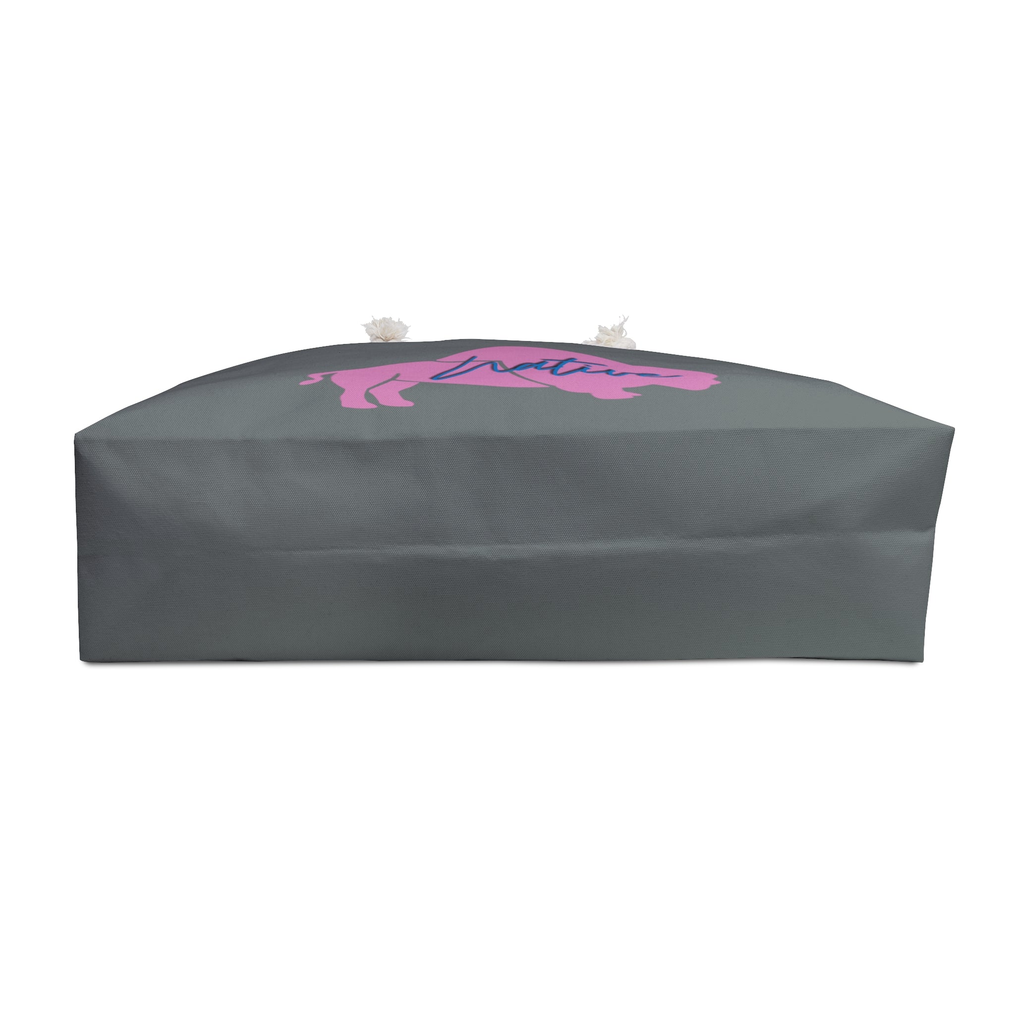 Gray Native Bison Pink with Blue text Weekender Bag