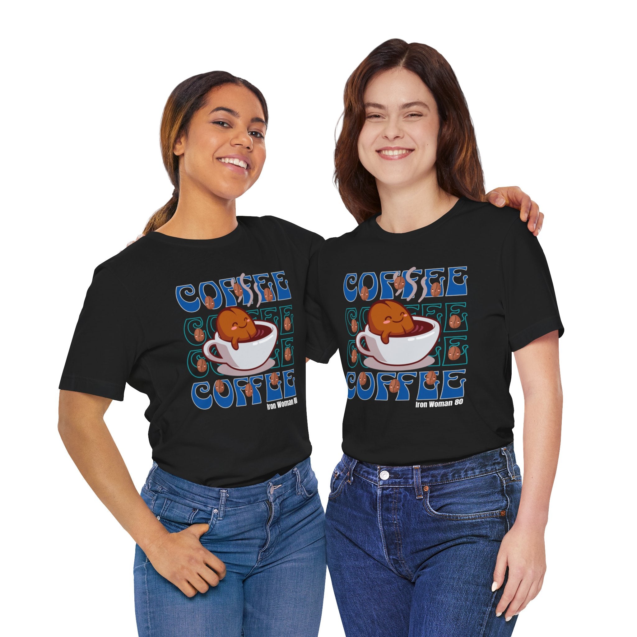 Coffee Cup Cutie Graphic, Coffee Unisex Jersey Short Sleeve Tshirt, Black or White
