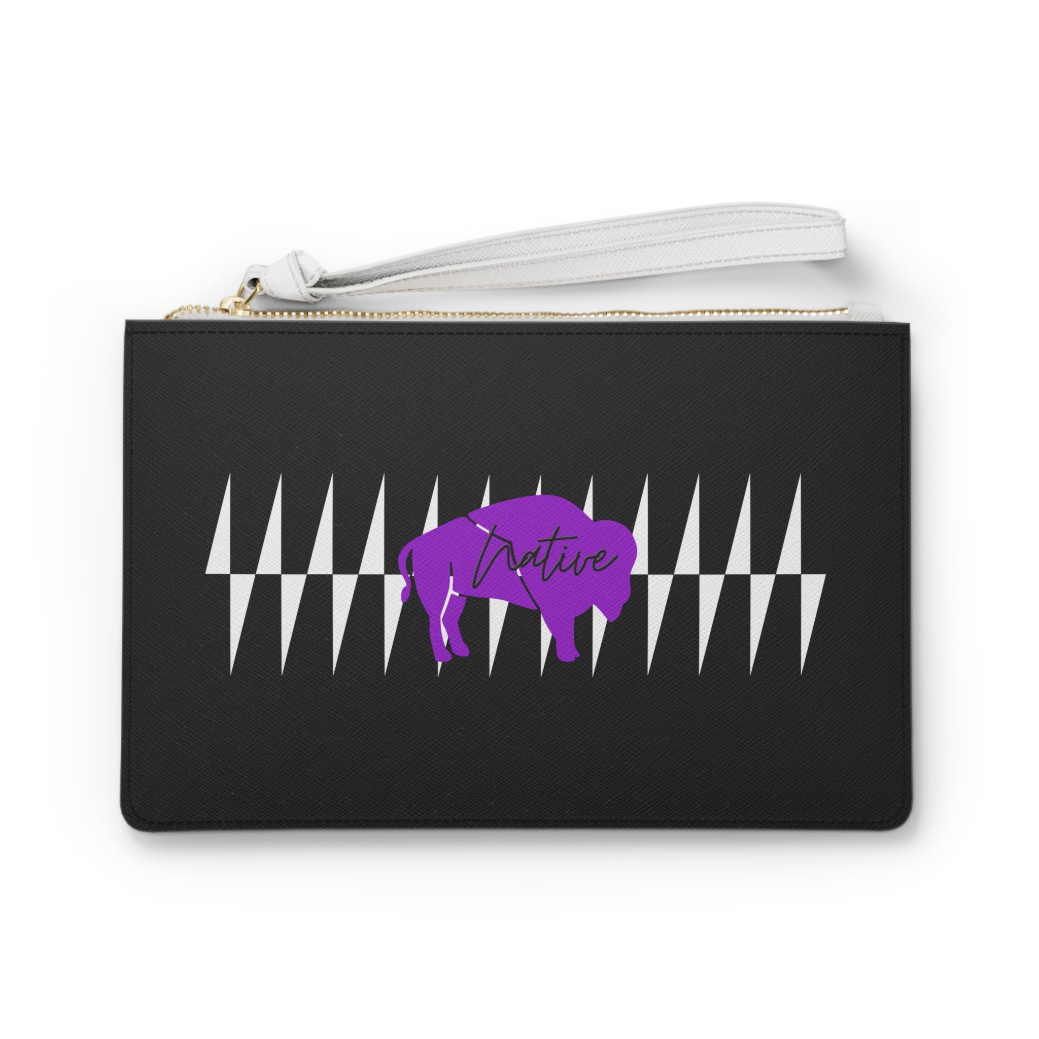 Purple Native Bison with pattern Clutch Bag