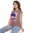 Native Innii aka Bison Graphic, Still Here, Native Pride, White, Mauve, Black, Teal or Grey, Women’s Flowy Rolled Cuffs Muscle Tee