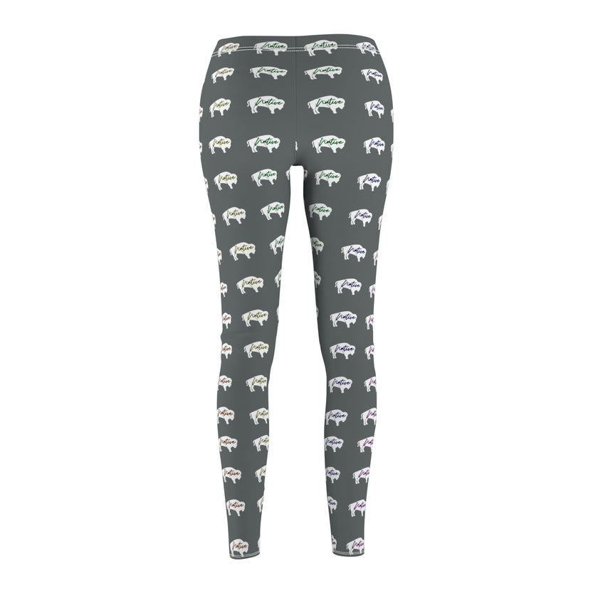 White Innii-Bison Gray Women's Casual Leggings