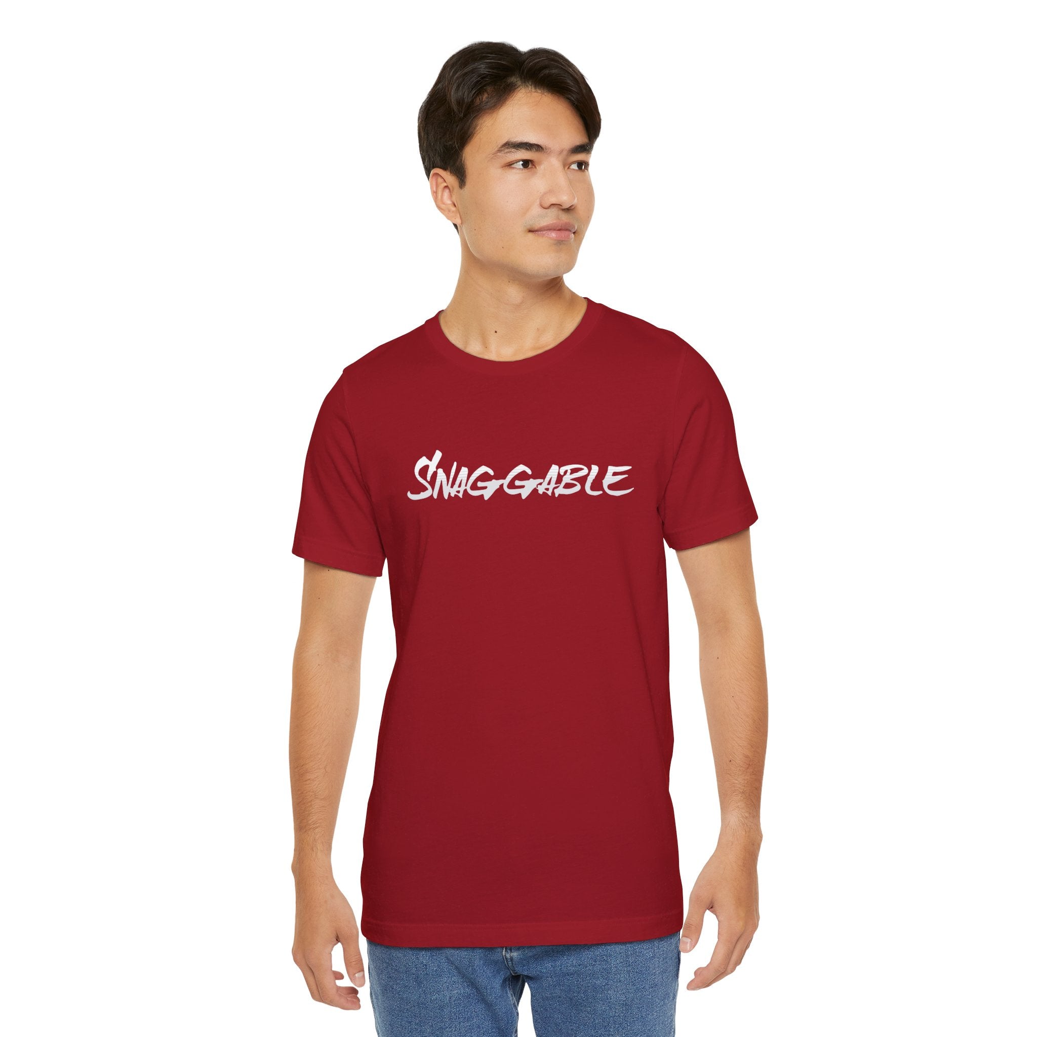 Snaggable, Rez Humor, Black, Asphalt, Pink or Red, Unisex Jersey Short Sleeve Tee