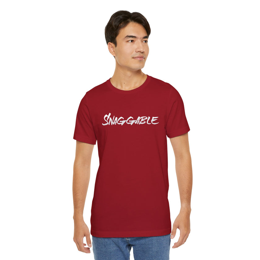 Snaggable, Rez Humor, Black, Asphalt, Pink or Red, Unisex Jersey Short Sleeve Tee