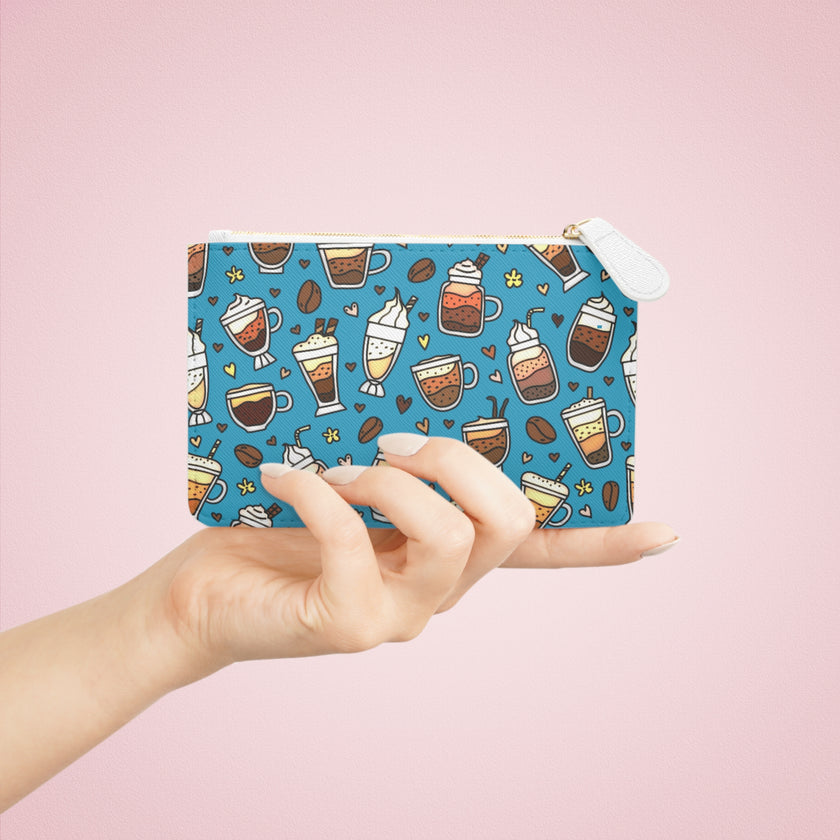 Coffee lovers Teal Mini Clutch Bag