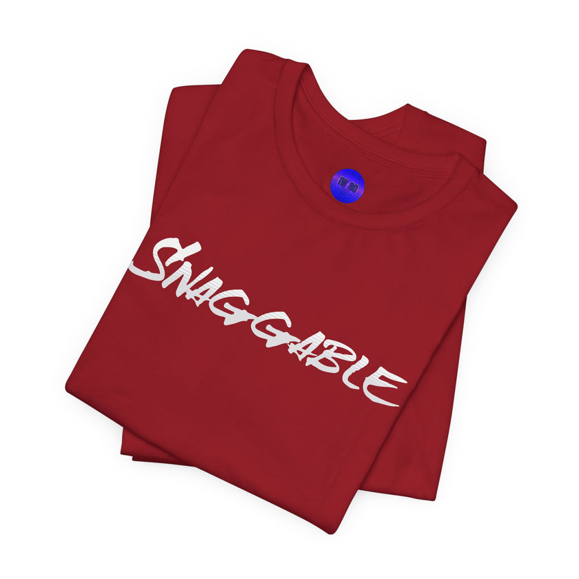 Snaggable, Rez Humor, Black, Asphalt, Pink or Red, Unisex Jersey Short Sleeve Tee