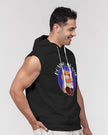 Boxing Champ, Cat Graphic, Black Men's Heavyweight, Sleeveless Hoodie