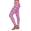 White Innii-Bison with Rainbow Colored Text Pink-Women's Spandex Leggings