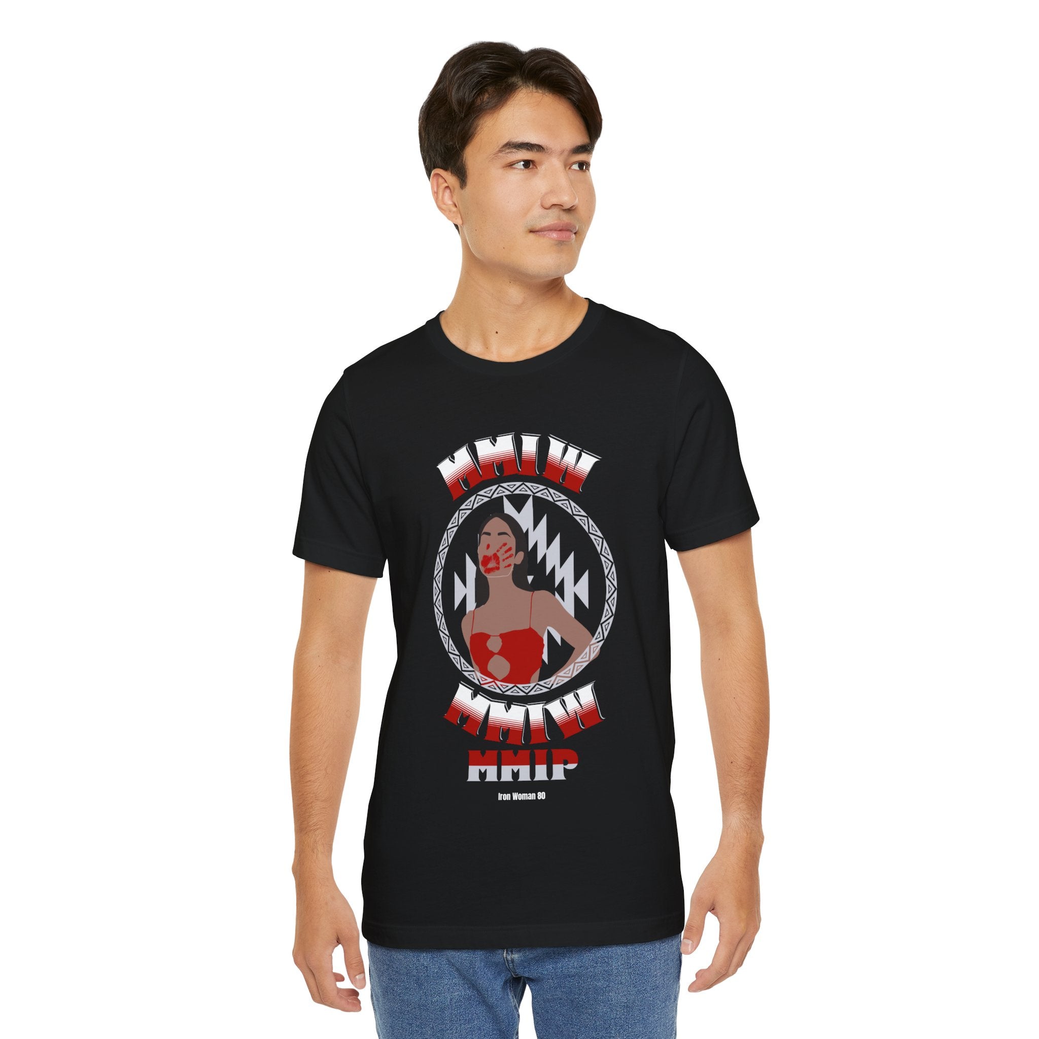 MMIP, MMIW, MMIM, Native American Awareness, Red or Black Unisex Jersey Short Sleeve Tee