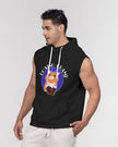 Boxing Champ, Cat Graphic, Black Men's Heavyweight, Sleeveless Hoodie