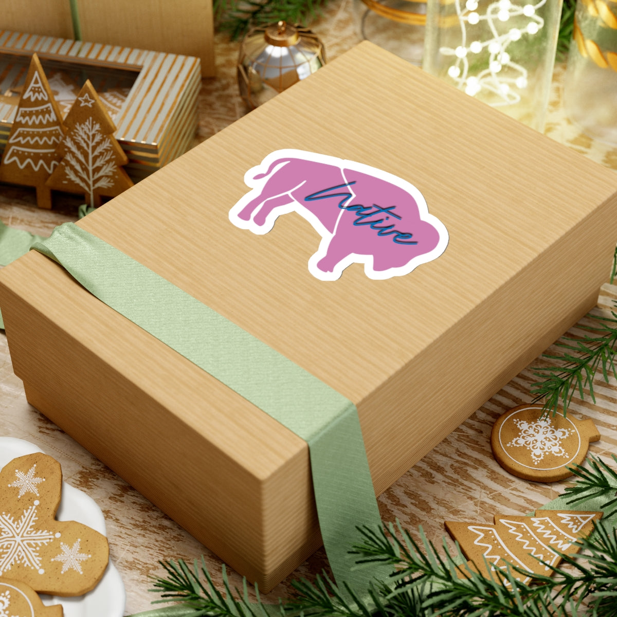 Pink Native Bison Kiss-Cut Stickers