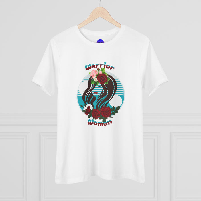Warrior Woman, Graphic, Black, White or Pink, Women's Cotton Tee