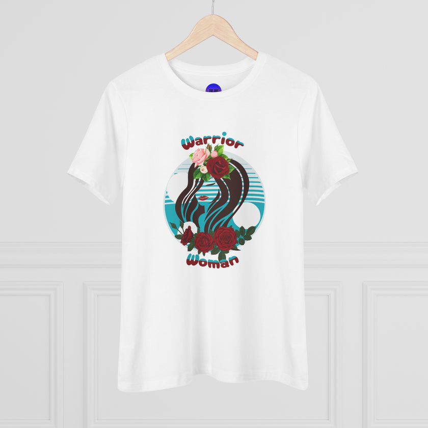 Warrior Woman, Graphic, Black, White or Pink, Women's Cotton Tee