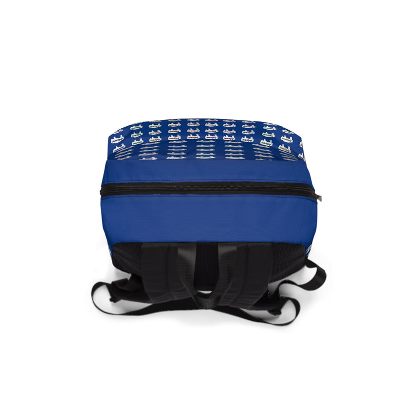 White Innii-Bison Blue Backpack with Rainbow Native Indigenous Text Unisex Classic Backpack