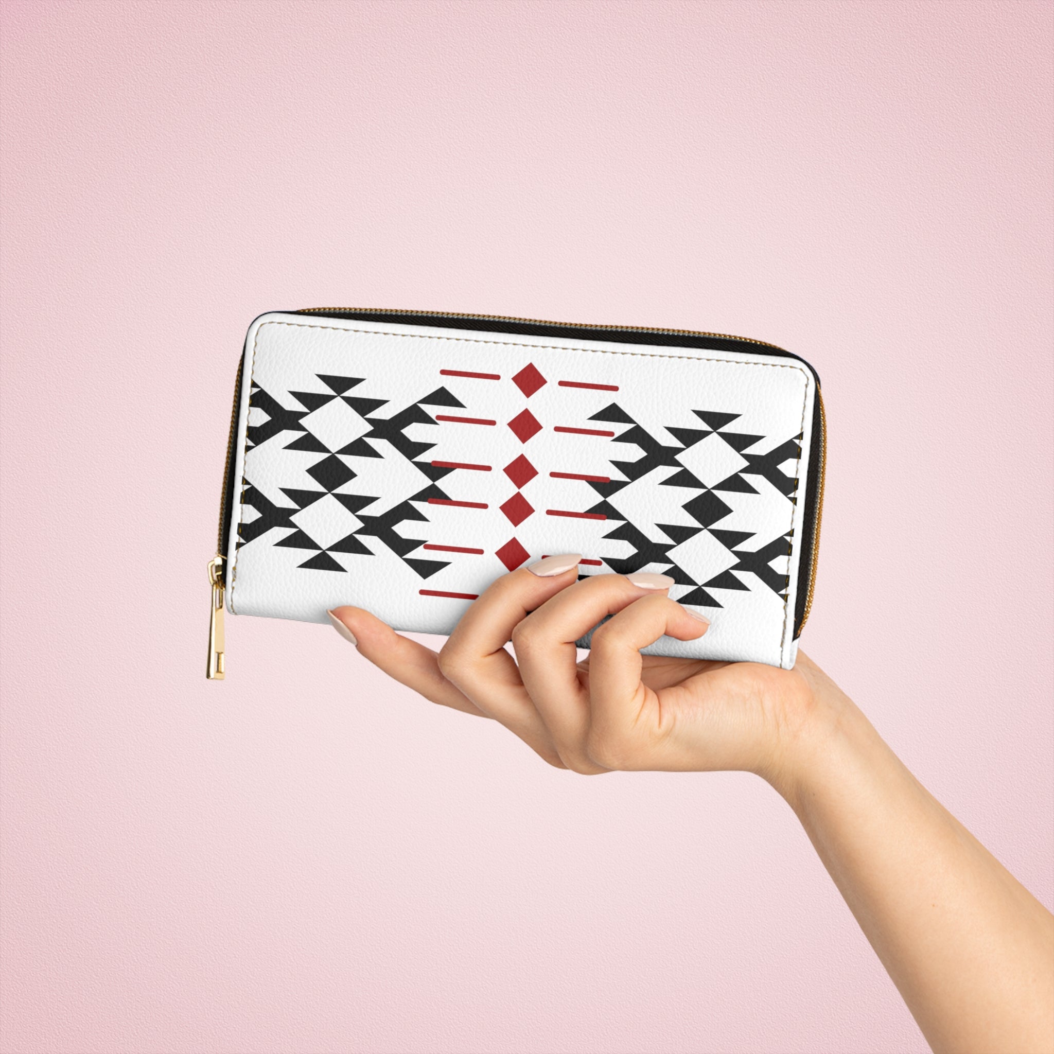 White, Red and Black Warrior Womens, Zippered Wallet
