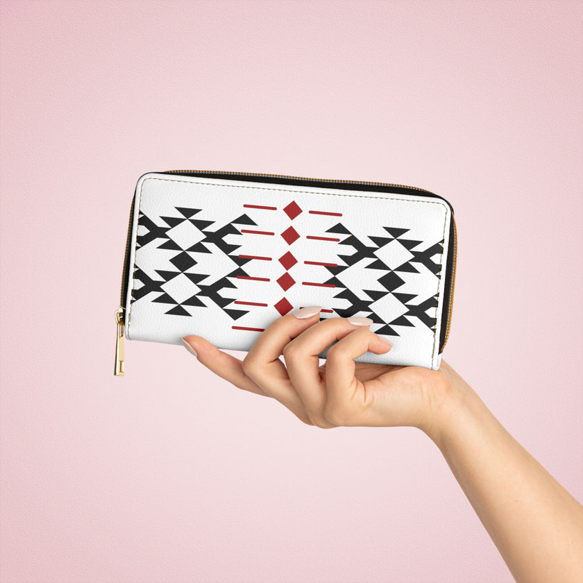 White, Red and Black Warrior Womens, Zippered Wallet