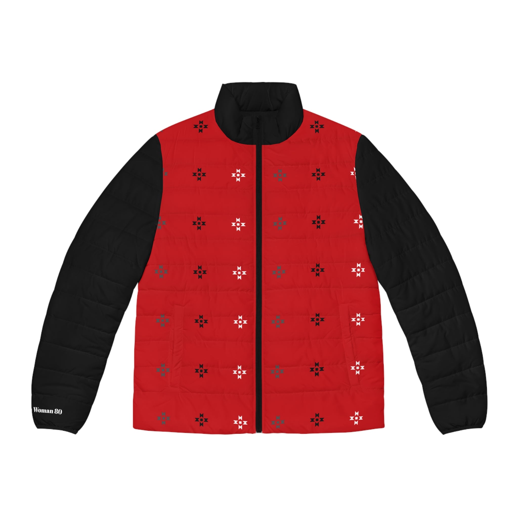 Red Native Stars Pattern, Men's Puffer Jacket