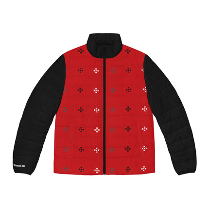 Red Native Stars Pattern, Men's Puffer Jacket