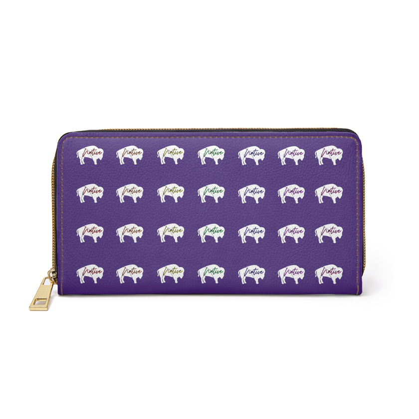 Purple-Rainbow Native White Innii-Bison Zipper Wallet-Native Collection-Iron Woman 80