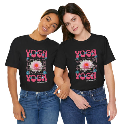 Lotus Flower Graphic, Yoga Unisex Jersey Short Sleeve Tshirt, Black or White