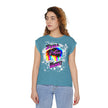 Native Innii aka Bison Graphic, Still Here, Native Pride, White, Mauve, Black, Teal or Grey, Women’s Flowy Rolled Cuffs Muscle Tee