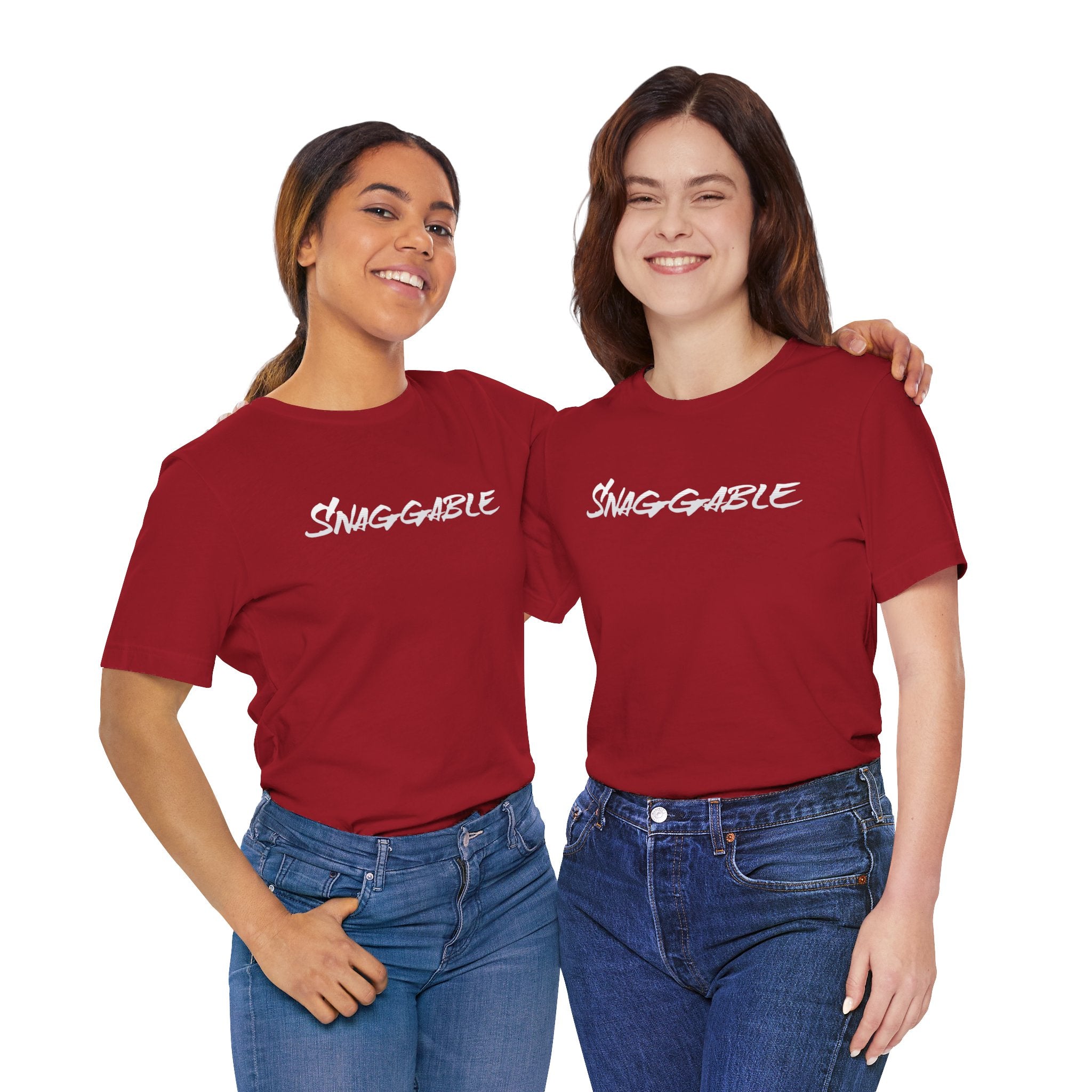 Snaggable, Rez Humor, Black, Asphalt, Pink or Red, Unisex Jersey Short Sleeve Tee