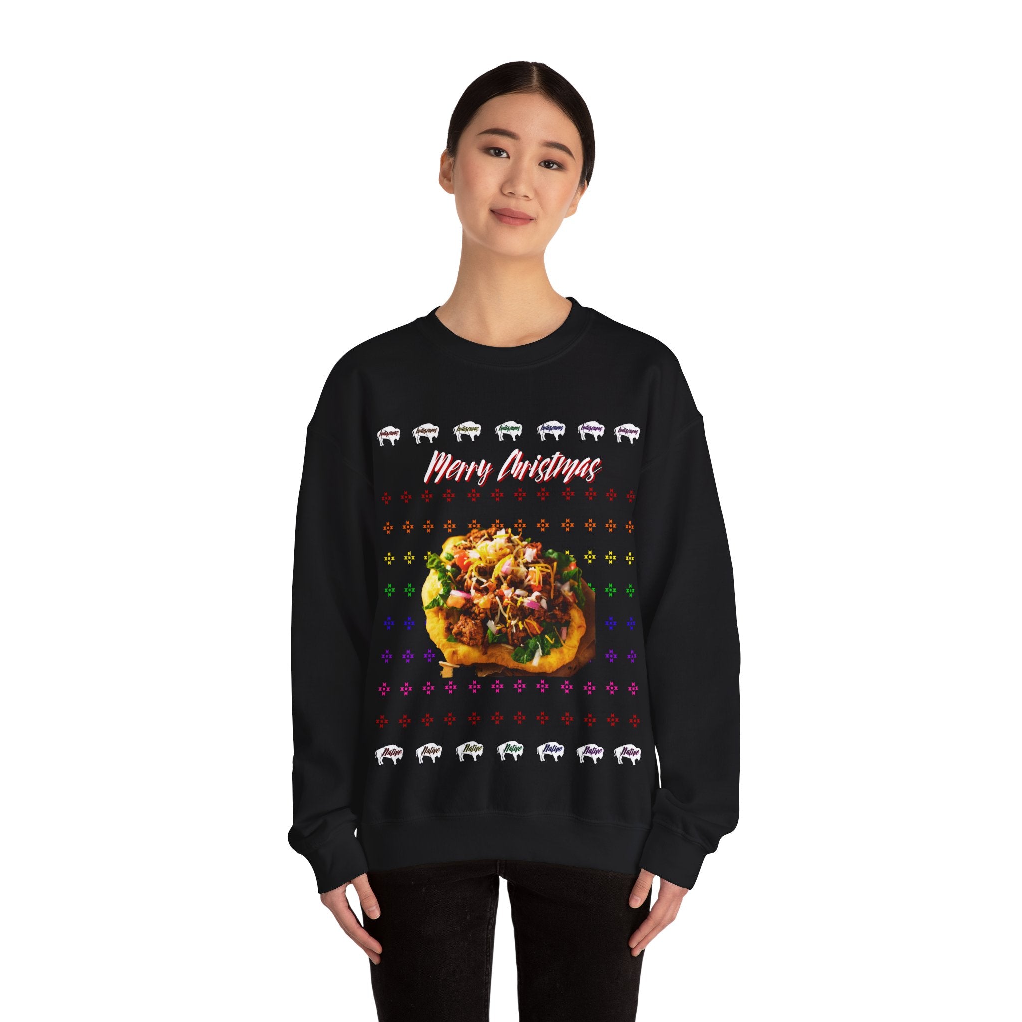 Ugly Christmas Indian Taco Unisex Heavy Blend™ Crewneck Sweater