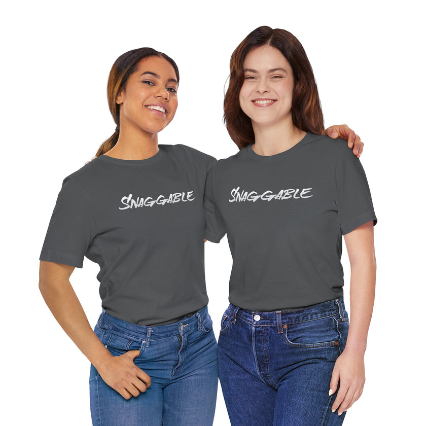 Snaggable, Rez Humor, Black, Asphalt, Pink or Red, Unisex Jersey Short Sleeve Tee