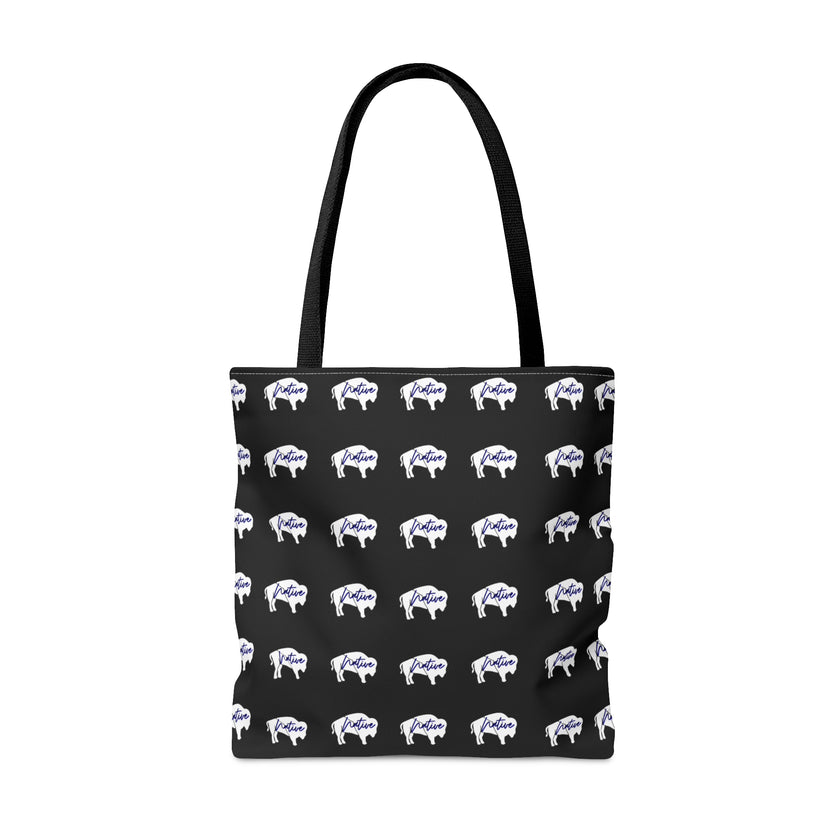 White Innii-Bison with Rainbow Colored Text Tote Bag
