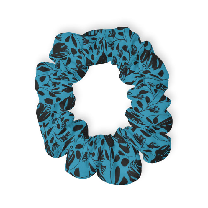 Black and Teal Floral Hair Scrunchie