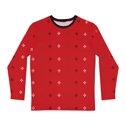 Red Native Stars Pattern Men's Long Sleeve Shirt (AOP)